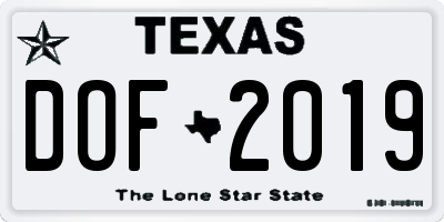 TX license plate DOF2019