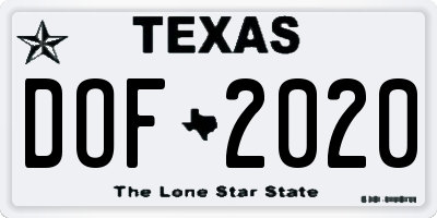 TX license plate DOF2020