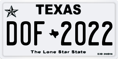 TX license plate DOF2022