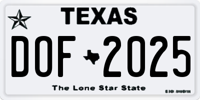 TX license plate DOF2025