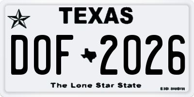 TX license plate DOF2026