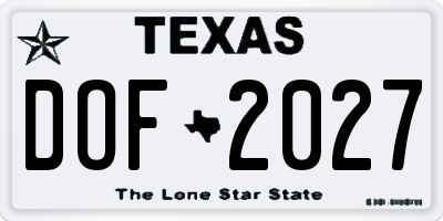 TX license plate DOF2027