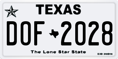TX license plate DOF2028
