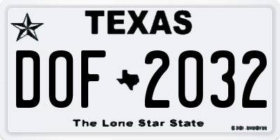 TX license plate DOF2032