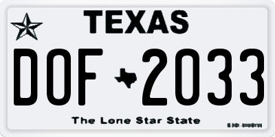 TX license plate DOF2033