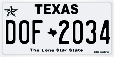 TX license plate DOF2034