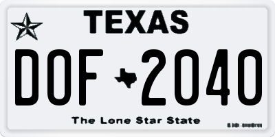 TX license plate DOF2040