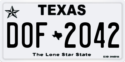TX license plate DOF2042