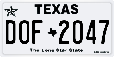 TX license plate DOF2047