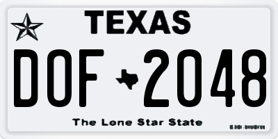 TX license plate DOF2048
