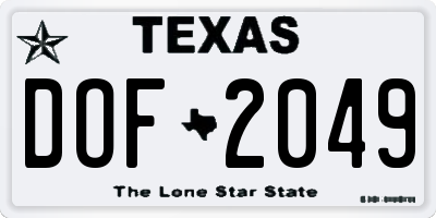 TX license plate DOF2049