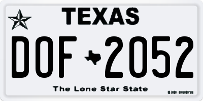 TX license plate DOF2052