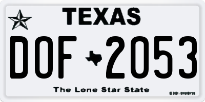 TX license plate DOF2053