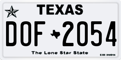 TX license plate DOF2054