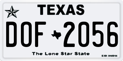 TX license plate DOF2056