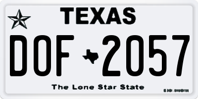 TX license plate DOF2057