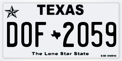 TX license plate DOF2059