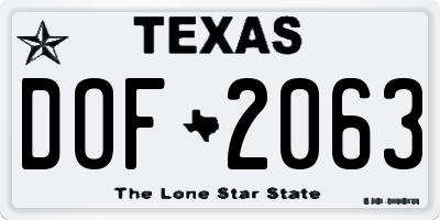 TX license plate DOF2063
