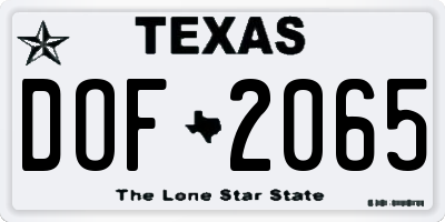 TX license plate DOF2065