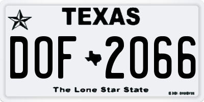 TX license plate DOF2066