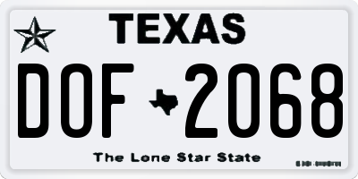 TX license plate DOF2068