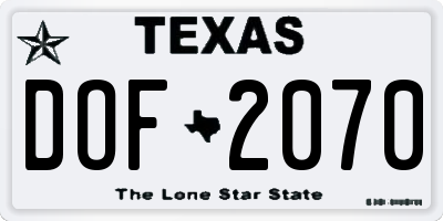 TX license plate DOF2070