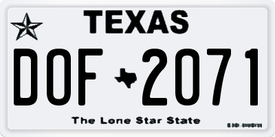 TX license plate DOF2071
