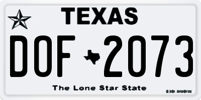 TX license plate DOF2073