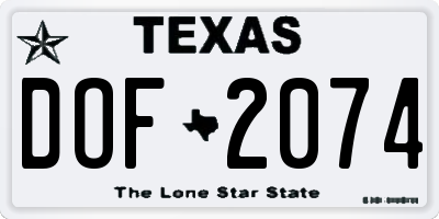 TX license plate DOF2074