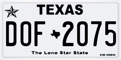 TX license plate DOF2075