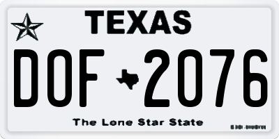 TX license plate DOF2076