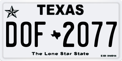 TX license plate DOF2077