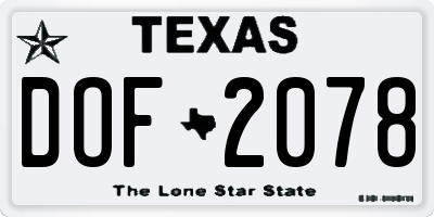 TX license plate DOF2078