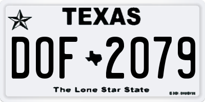 TX license plate DOF2079