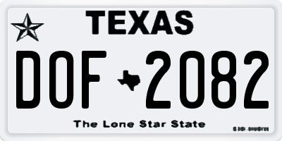 TX license plate DOF2082