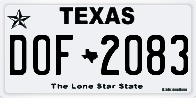 TX license plate DOF2083