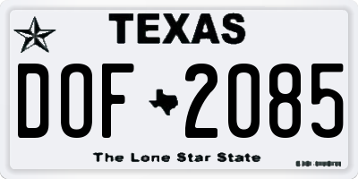 TX license plate DOF2085