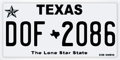TX license plate DOF2086