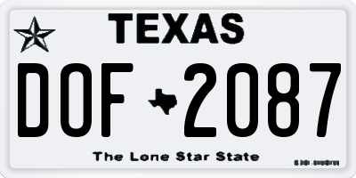 TX license plate DOF2087