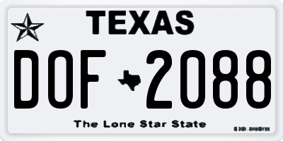 TX license plate DOF2088