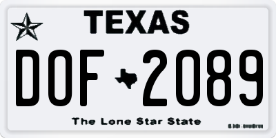 TX license plate DOF2089