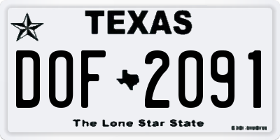 TX license plate DOF2091