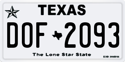 TX license plate DOF2093