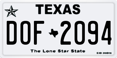 TX license plate DOF2094