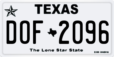 TX license plate DOF2096
