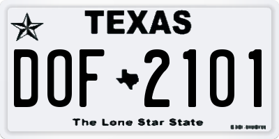TX license plate DOF2101