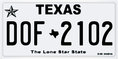 TX license plate DOF2102