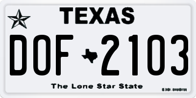 TX license plate DOF2103