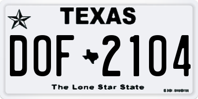 TX license plate DOF2104