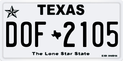 TX license plate DOF2105